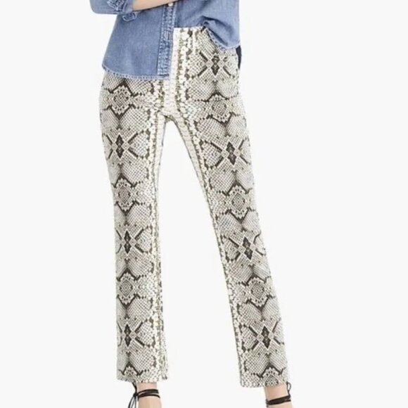J Crew ~new ~Kickout Crop High Rise Pants in Green Snakeskin size 28 - Picture 15 of 16